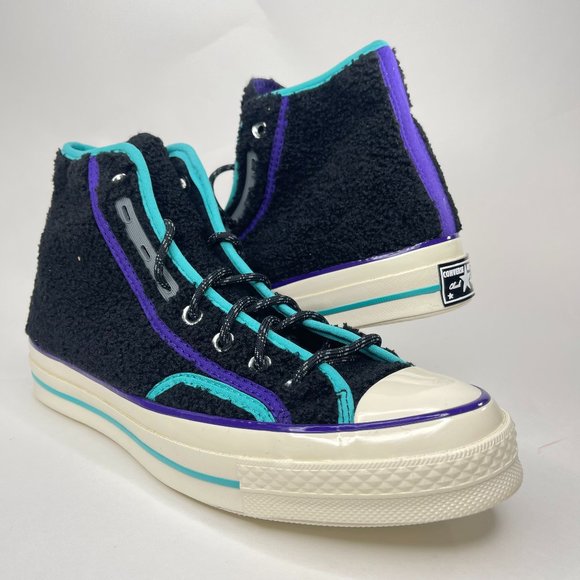 Converse Chuck 70 High Retro Sherpa Black Blue Sne - Picture 1 of 9